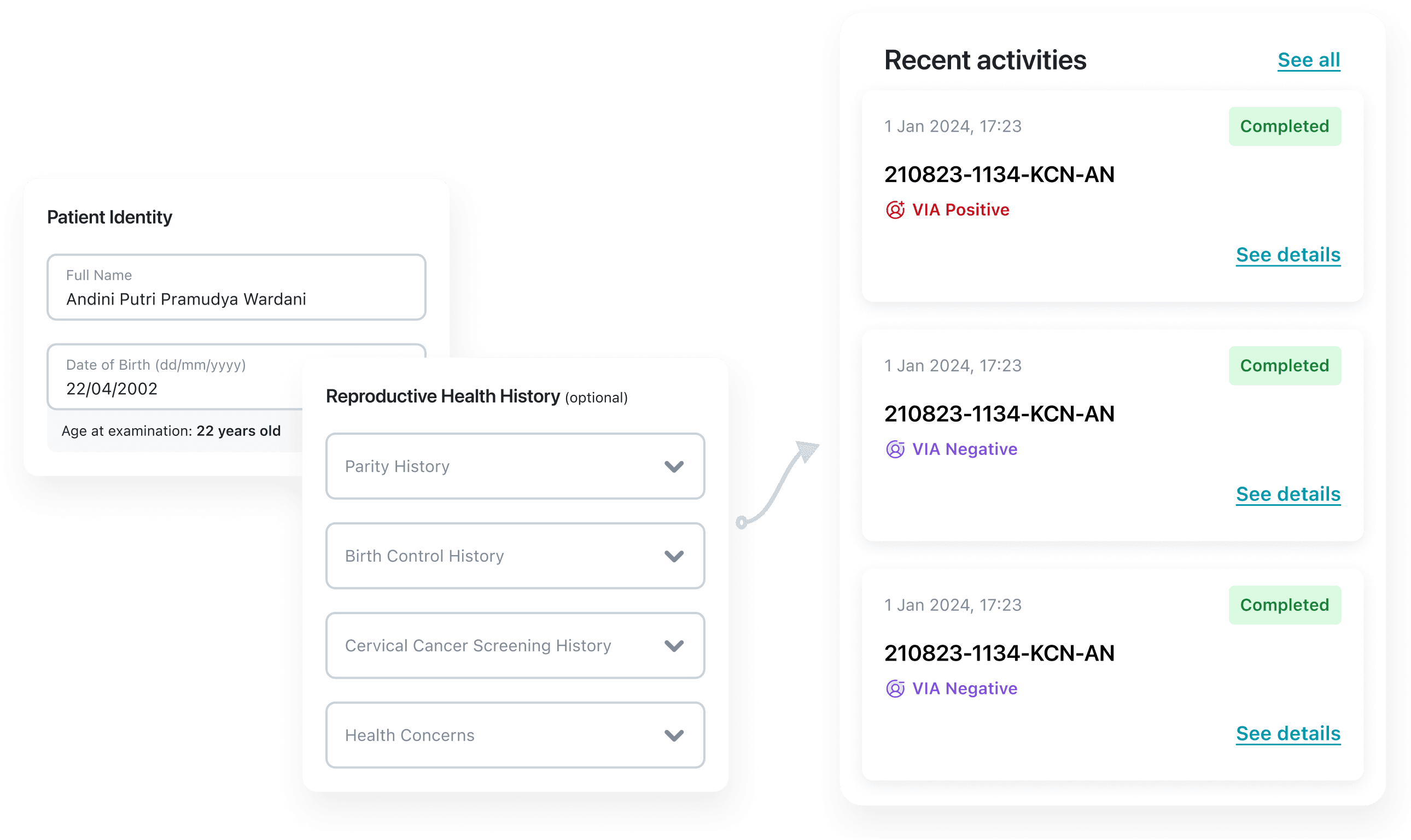 Collect essential patient information, match current clinical practice.