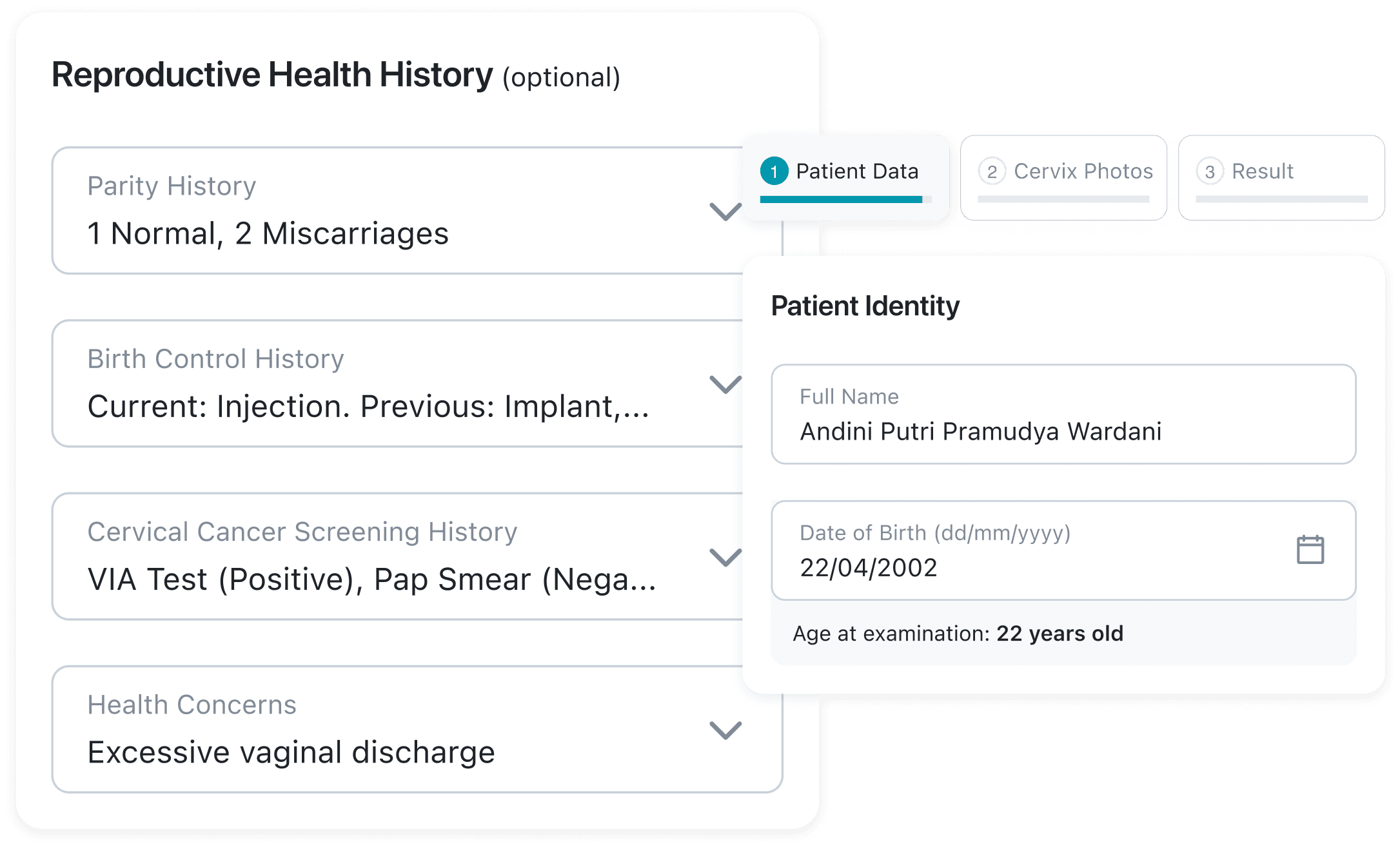 Simple and efficient HerLens interface for healthcare workers